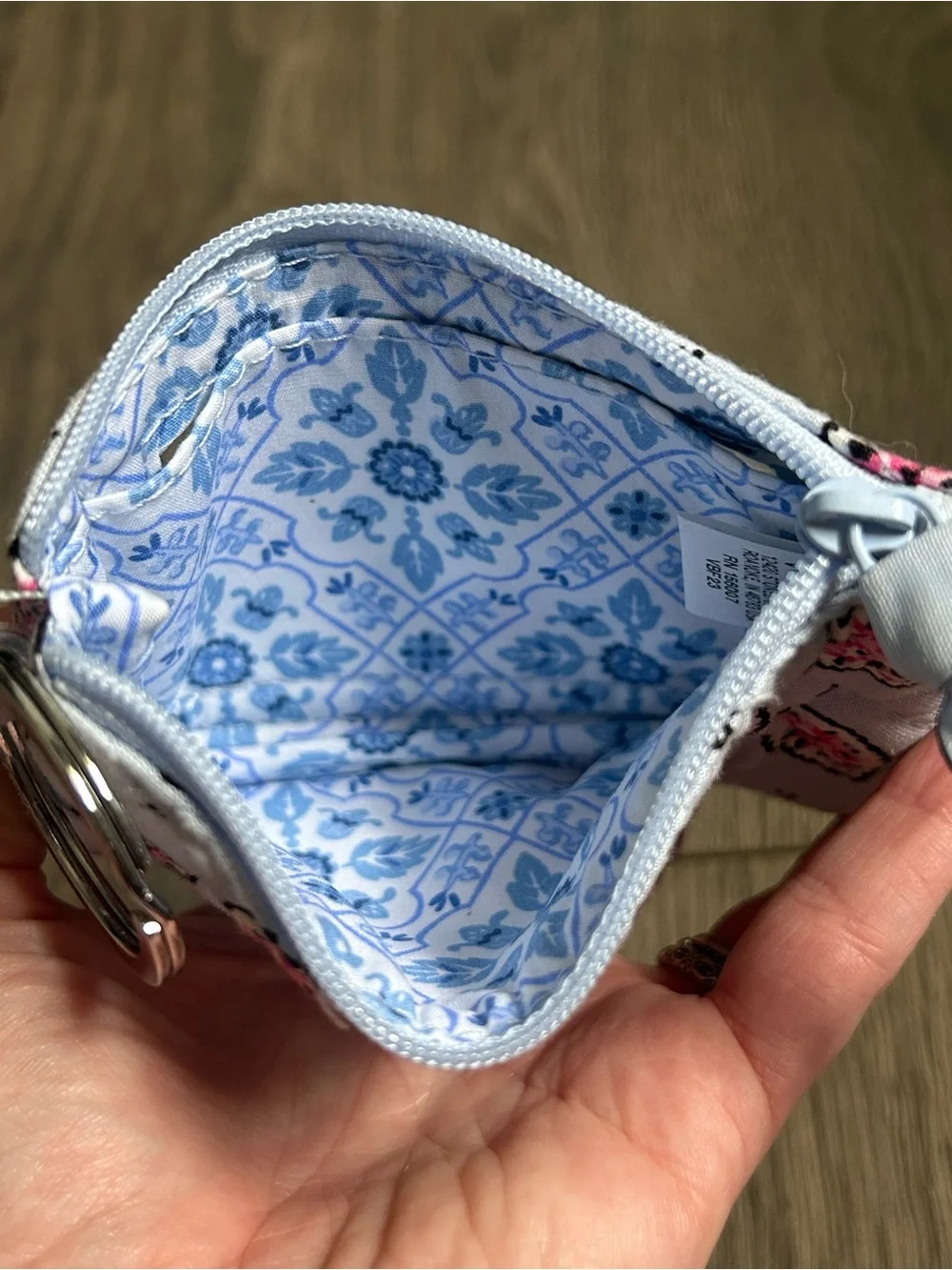 Vera Bradley Light Blue Quilted Floral Keyring Coin Purse